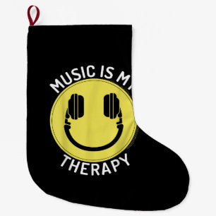 Calcetín Navideño Grande La música es mi amante de la terapia