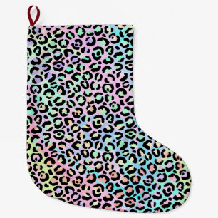 Calcetín Navideño Grande La Serie Leopardo Irisado Diseño 5