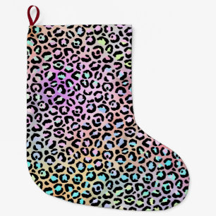 Calcetín Navideño Grande La Serie Leopardo Irisado Diseño 6
