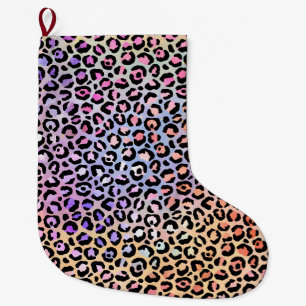 Calcetín Navideño Grande La Serie Leopardo Irisado Diseño 7