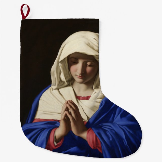 Calcetín Navideño Grande La Virgen María en la oración (Anverso)