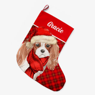 Calcetín Navideño Grande Labrador de chocolate recuperando nombre de perro