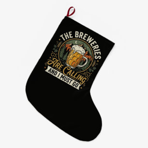 Calcetín Navideño Grande Las cervecerías están llamando y debo ir