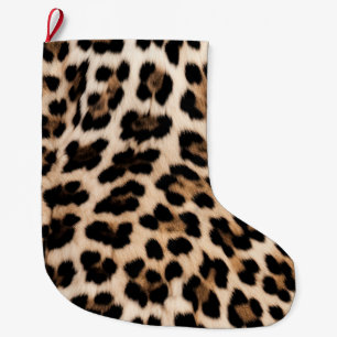Calcetín Navideño Grande Leopardo negro cremoso