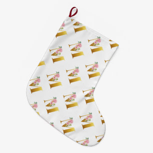 Calcetín Navideño Grande Letra floral monograma M