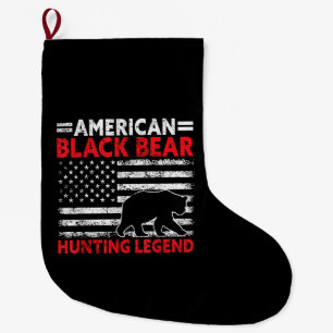 Calcetín Navideño Grande Leyenda de Caza del Oso Negro Americano Oso Negro 