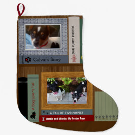 Calcetín Navideño Grande Libros De Perro En Una Estantería