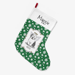 Calcetín Navideño Grande Lindo Angel Viejo Oveja Inglés (Gris 1) - Cute