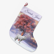 Lobo blanco en invierno | Navidades rosados en alz