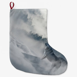 Calcetín Navideño Grande Lobos en un paisaje invernal