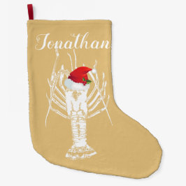 Calcetín Navideño Grande Lobster espinoso con Santa Hat Stocking