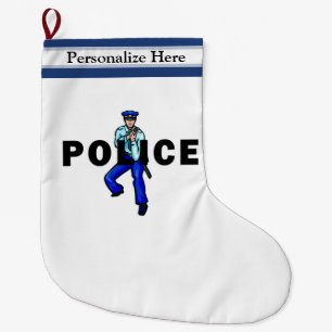 Calcetín Navideño Grande Logotipo de la acción policial