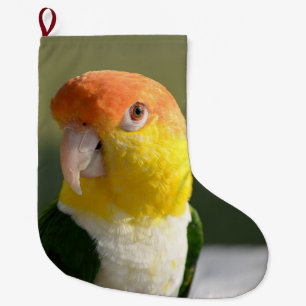 Calcetín Navideño Grande Loro hinchado blanco del caique