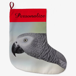 Calcetín Navideño Grande Loro magnífico del gris africano