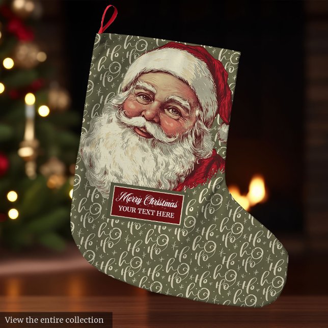 Calcetín Navideño Grande Los clásicos y antiguos Navidades de Santa  se lev (Classic Old Fashioned Santa Christmas Stocking Custom)