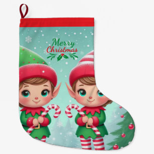 Calcetín Navideño Grande Los elfos de los Navidades