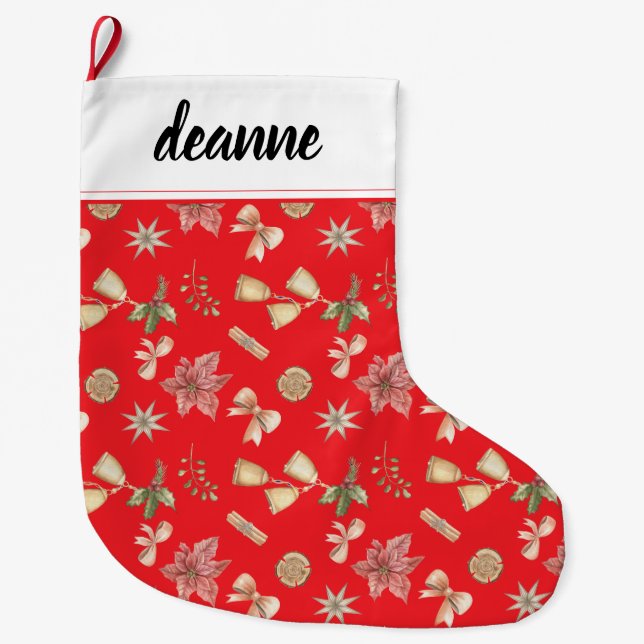 Calcetín Navideño Grande Los primeros Navidades navideños de un bebé simple (Anverso)