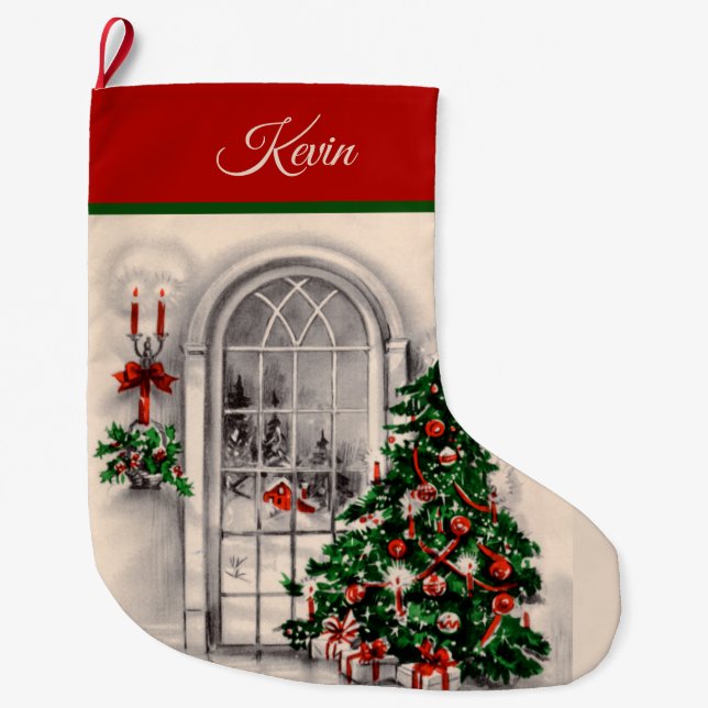 Calcetín Navideño Grande Luces de ventana de navidades (Anverso)