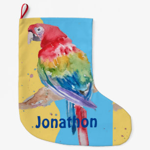 Calcetín Navideño Grande Macaws Macaw Parrot Boys nombran Navidades