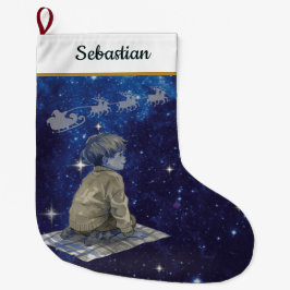 Calcetín Navideño Grande Magical Christmas Boy Stocking – Navy Silver