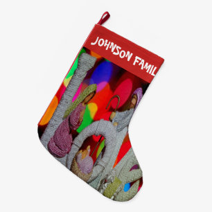 Calcetín Navideño Grande Mantener a Cristo en Navidades con la Natividad y 