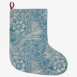 Calcetín Navideño Grande Marigoldes Azules (por William Morris)