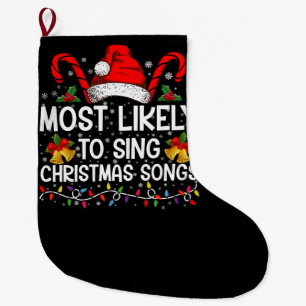 Calcetín Navideño Grande Más Probable Que Cante Canciones De Navidad