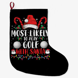 Calcetín Navideño Grande Más Probable Que Juegue Golf Con Santa Familia Xma