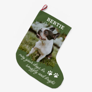 Calcetín Navideño Grande Mascota Perro o foto de gato Navidades grandes lev