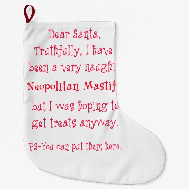 Calcetín Navideño Grande Mastín travieso de Neopolitan (Anverso)