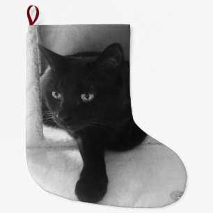 Calcetín Navideño Grande Media curiosa del gato negro