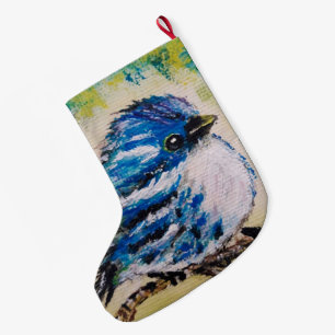 Calcetín Navideño Grande Media de Navidad con Pajarito Adorable