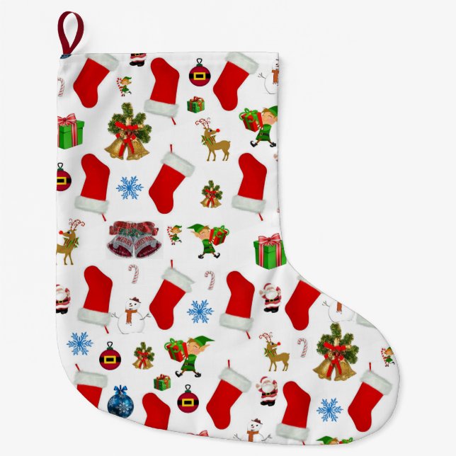 Calcetín Navideño Grande Media de Navidad, Duende (Anverso)