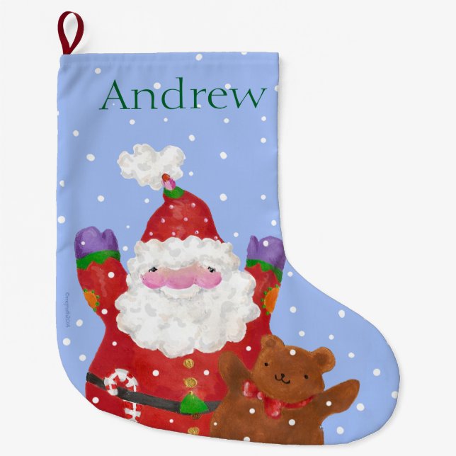 Calcetín Navideño Grande Media grande de la nieve (Anverso)