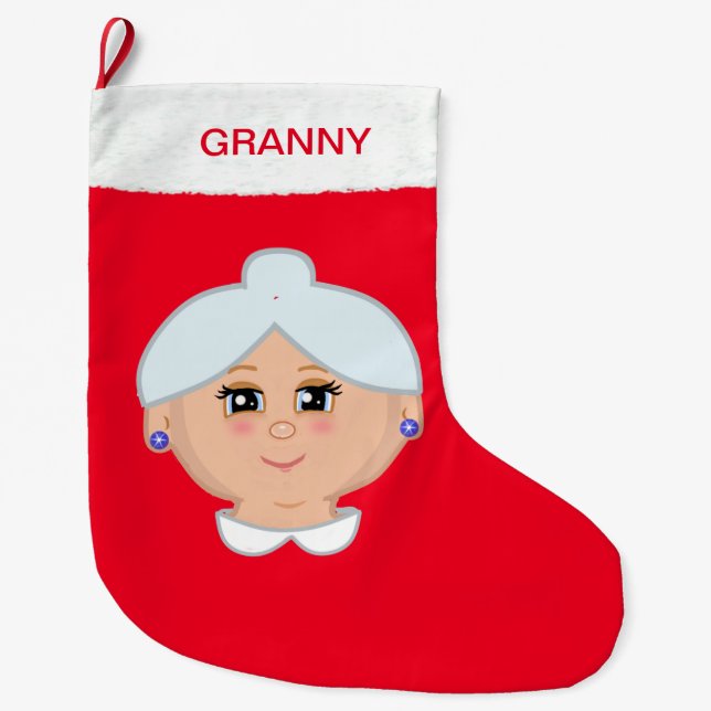 Calcetín Navideño Grande Media Navidad de la abuela (Anverso)