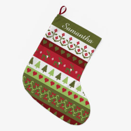 Calcetín Navideño Grande Medias con Punto Simple