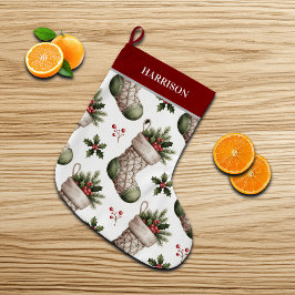 Calcetín Navideño Grande Medias de Navidad Bayas de Invierno