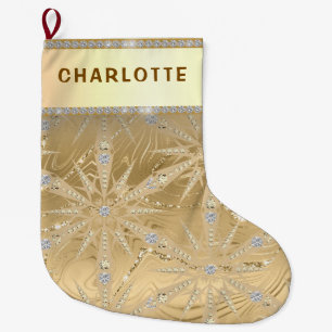 Calcetín Navideño Grande Medias de Navidad con nombre personalizado Glitter