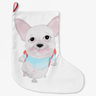 Calcetín Navideño Grande Medias de Navidad de bulldog francés lindo