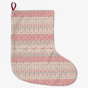 Calcetín Navideño Grande Medias de Navidad Minimalistas Rosa Nordico Perro
