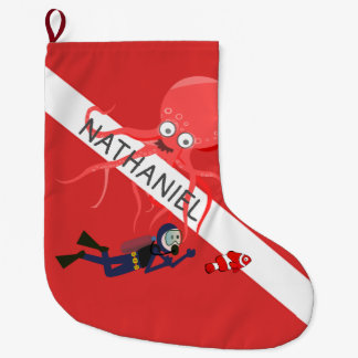 CALCETÍN NAVIDEÑO GRANDE MEDIAS DEL NAVIDAD, BUCEADOR, PULPO, BANDERA DEL