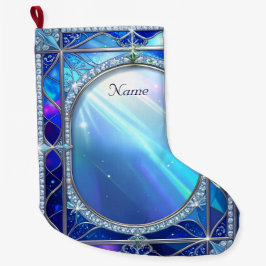 Calcetín Navideño Grande Medias Navideñas Azules Decorativas