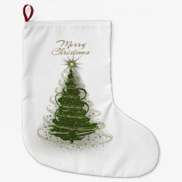 Calcetín Navideño Grande Medias navideñas de árbol de Navidad verde en espi