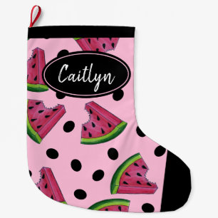 Calcetín Navideño Grande Melaza verde rosa Melón Melón trozo de melón Fruto