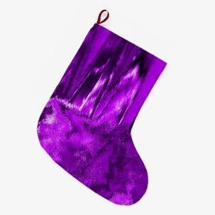 Calcetín Navideño Grande Mellado Glitch Purple