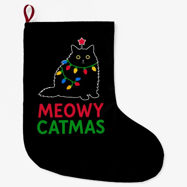 Calcetín Navideño Grande Meowy Catmas (Anverso)