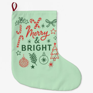 Calcetín Navideño Grande Merry & Bright Retro Christmas Stocking | Festive 