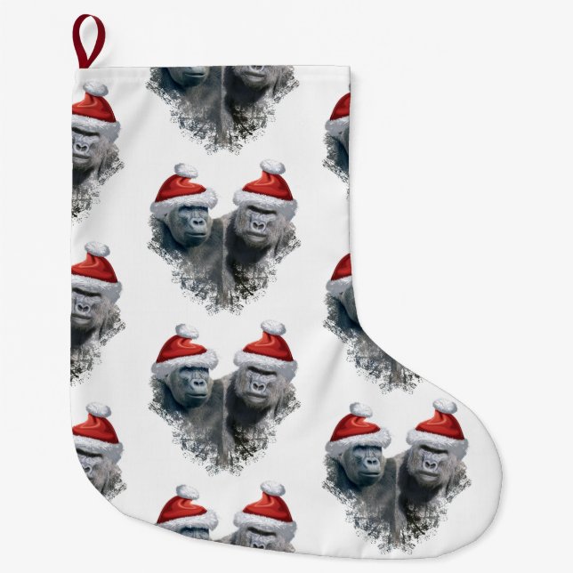 Calcetín Navideño Grande Merry Gorilla Christmas (Anverso)