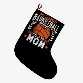 Calcetín Navideño Grande Mi jugador de baloncesto favorito me llama mamá