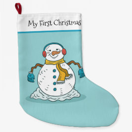 Calcetín Navideño Grande Mi Primer Muñeco de Nieve de Navidad